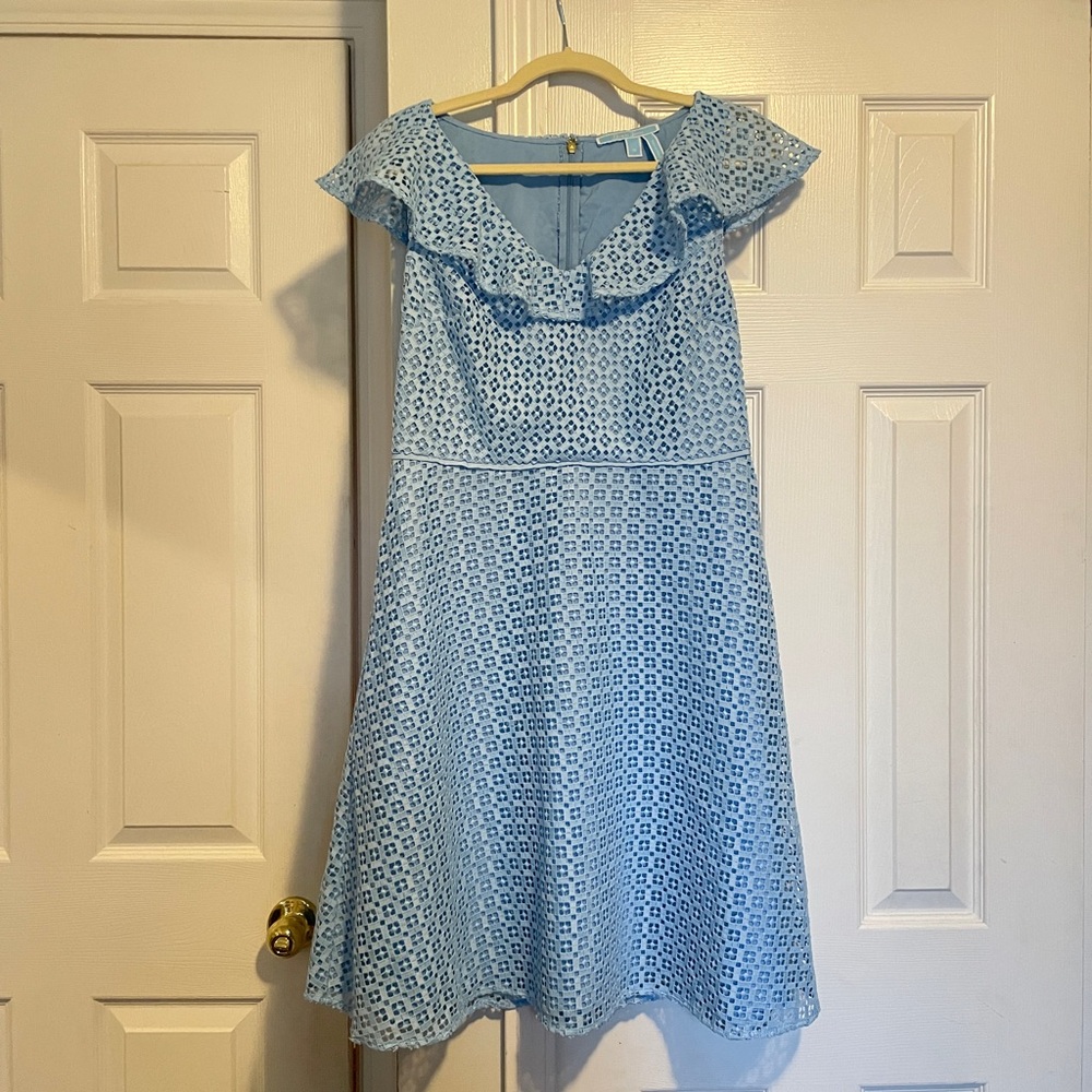 EUC Draper James 10 Lace Midi Dress blue eyelet